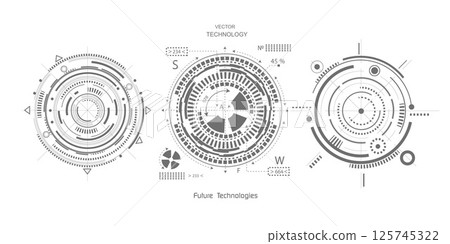 Hud Futuristic .Technical drawing.Electronic interface of the future .  125745322