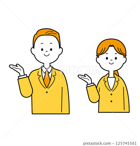 Men and women in suits guiding Men and women in suits guiding 125745501