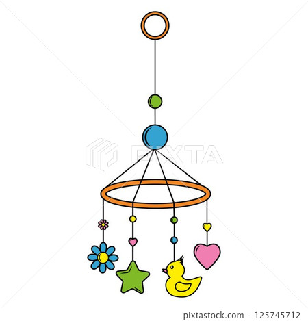 Children's toys-a carousel for a child's bed. Entertainment products for children, vector images. Children's toys-a carousel for a child's bed. Entertainment products for children, vector images. 125745712
