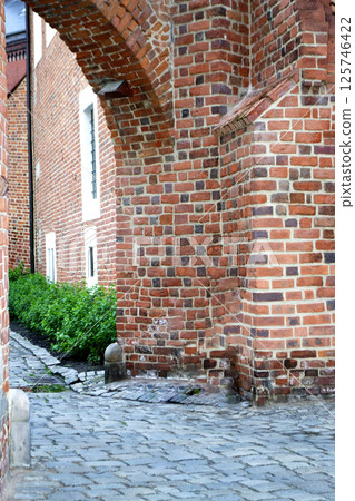 Ancient buildings on Ostrow Tumski at daytime in Wroclaw. High quality photo 125746422