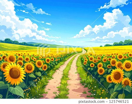 藍天和向日葵領域 125746521