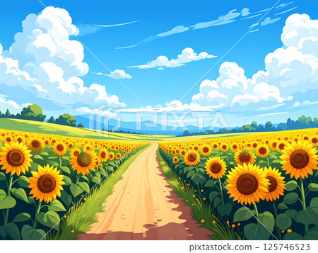 藍天和向日葵領域 125746523
