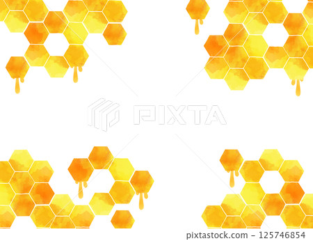 Watercolor style honeycomb pattern and honey illustration 125746854