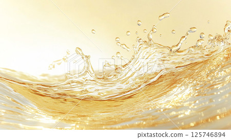 Luxurious gold water waves and splashes abstract background. The moment when rich and sophisticated golden liquid dances 125746894