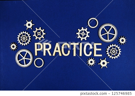Practice alphabet letters with gears element on navy blue background Practice alphabet letters with gears element on navy blue background 125746985