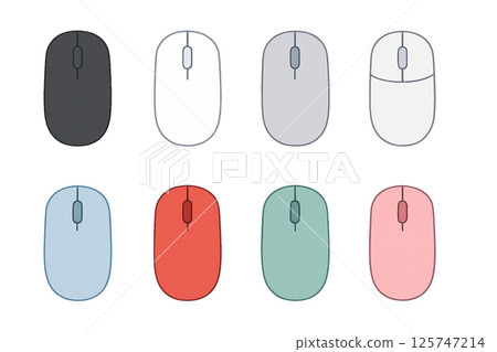 電腦滑鼠顏色變化套裝 | 8種顏色的簡單插圖素材 125747214