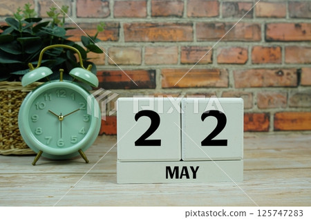 Wooden Calendar Showing the Date of May 22th. Day 22 of May month Wooden Calendar Showing the Date of May 22th. Day 22 of May month 125747283