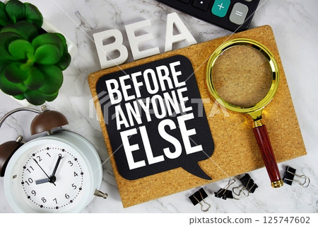 BEA - Before Anyone Else acronym with calculator, alarm clock and magnifying glass, business and marketing concept background BEA - Before Anyone Else acronym with calculator, alarm clock and magnifying glass, business and marketing concept background 125747602