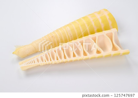 注意)未加熱、未煮熟、去皮、生的、剛採摘的竹筍、竹筍、竹筍內部。 注意)未加熱、未煮熟、去皮、生的、剛採摘的竹筍、竹筍、竹筍內部。 125747697