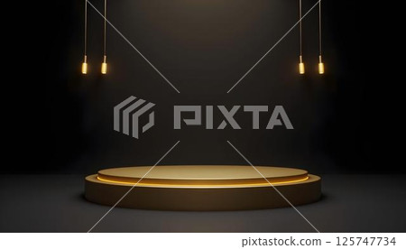 A lavish podium illuminated by a spotlight, showcasing its elegance and magnificence 125747734