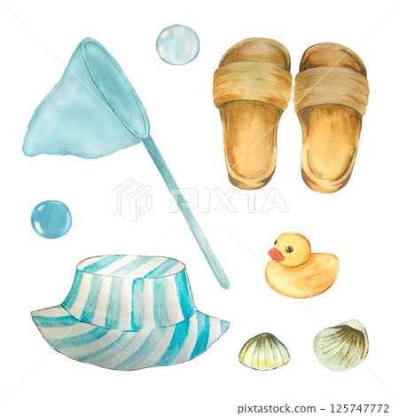 sea toy watercolor set 125747772
