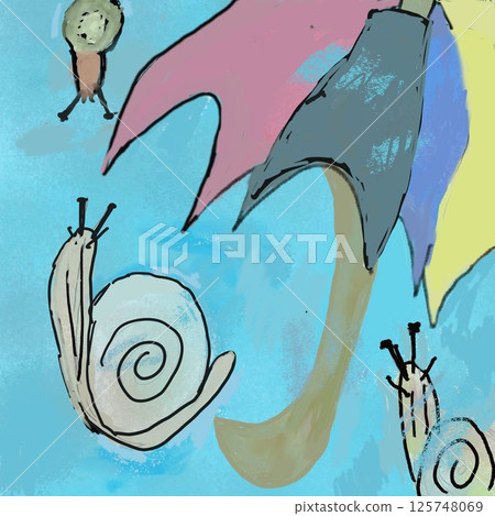 Antique umbrella and snail 125748069