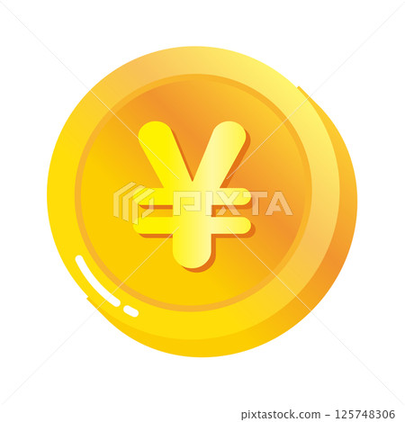 Yen coin gold coin illustration 125748306