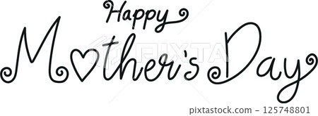 Happy Mother's Day decorative text in elegant script. mother's day concept 125748801