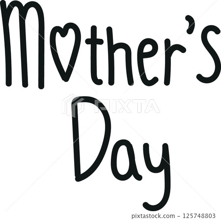 Mother's Day handwritten text design with a heart element. mother's day concept 125748803
