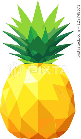 Clean and modern polygon pineapple illustration with faceted geometry, vivid coloring, and a white background perfect for design applications. Clean and modern polygon pineapple illustration with faceted geometry, vivid coloring, and a white background perfect for design applications. 125749673