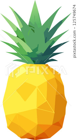 A low poly pineapple with sharp geometric shapes and vibrant colors, presented on a white background. Ideal for modern designs and clean digital artwork. A low poly pineapple with sharp geometric shapes and vibrant colors, presented on a white background. Ideal for modern designs and clean digital artwork. 125749674