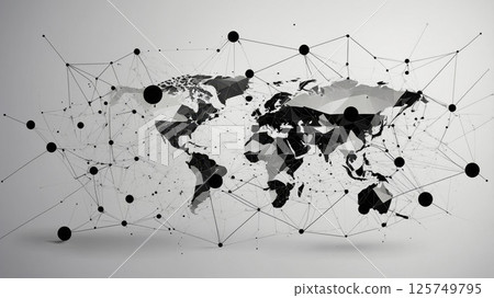 Polygonal world map connecting global network with data connections Polygonal world map connecting global network with data connections 125749795