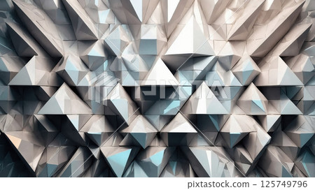 Abstract white and light blue textured background with a pattern of pyramids creating a three dimensional effect 125749796