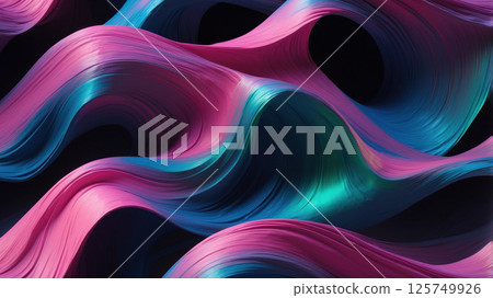 Colorful abstract waves flowing smoothly on black background Colorful abstract waves flowing smoothly on black background 125749926
