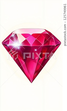 Bright pink diamond shining on white background 125749961