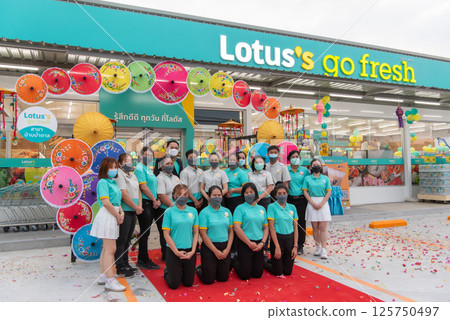 Supermarket or Hypermarket for shopping a food 125750497