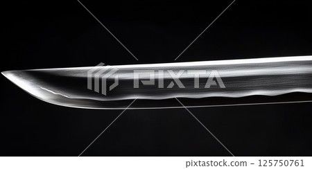Japanese katana sword on the black background Japanese katana sword on the black background 125750761