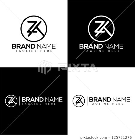 ZK Vector Logo Design Template. Logo Design. Letters Logo Design Template 125751276