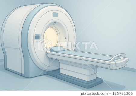 MRI machine in hospital room, featuring sleek design and soft lighting MRI machine in hospital room, featuring sleek design and soft lighting 125751306