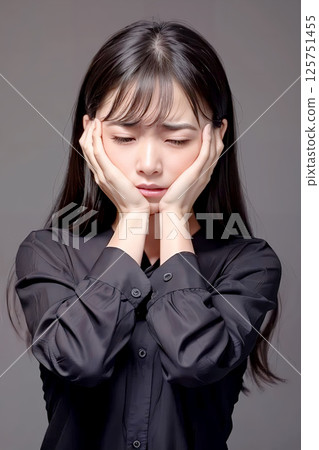 一個表情不安的女人 125751455