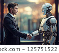 Man and robot shaking hands 125751522