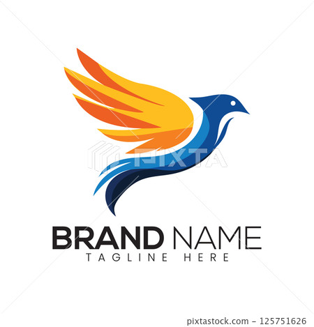 Abstract Vector Colorful Flying Bird Icon or Logo Design Template 125751626