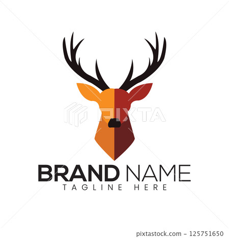 Abstract Vector Colorful Deer Animal Icons or Logo Design Template 125751650