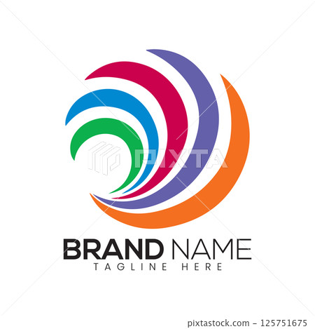 Abstract Vector Colorful Swirl Icon or Logo Design Template 125751675