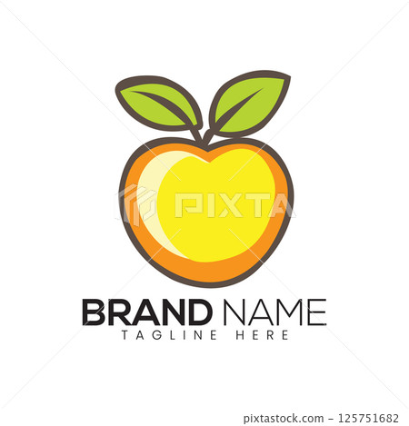 Abstract Vector Stylized Fruit with Leaves Icon or Logo Design Template Abstract Vector Stylized Fruit with Leaves Icon or Logo Design Template 125751682