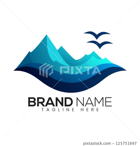 Abstract Vector Mountain Range and Birds Icon or Logo Design Template Abstract Vector Mountain Range and Birds Icon or Logo Design Template 125751697
