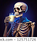 Skeleton character drinking milk 125751726