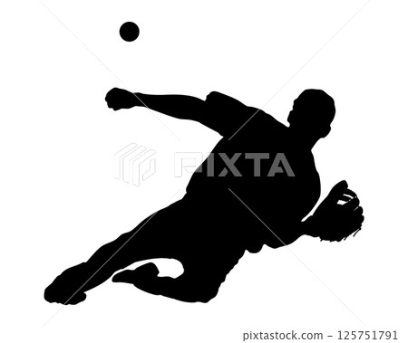 Baseball defensive stance silhouette illustration Baseball defensive stance silhouette illustration 125751791