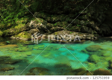 Kochi Prefecture Niyodogawa Town Yasui Valley Crystal Pool with swaying water surface Kochi Prefecture Niyodogawa Town Yasui Valley Crystal Pool with swaying water surface 125751959