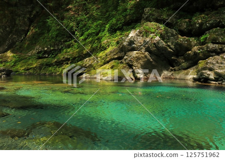 高知縣仁淀川町安井溪水晶池，水面搖曳 125751962