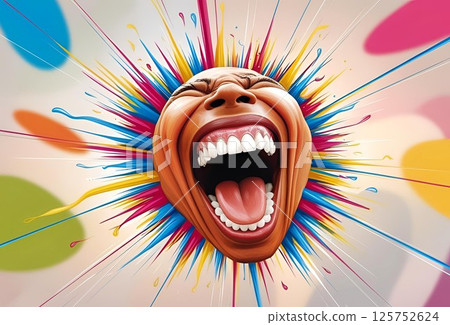 Art illustration of an explosion with a big mouth 125752624