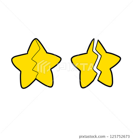 Simple cracked broken star yellow 125752673