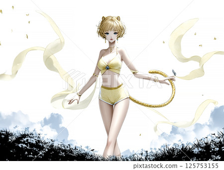 Illustration material of a walking cheetah fairy 125753155