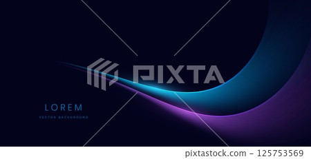 Abstract blue and purple curve rays glowing on dark blue background with copy space for text. Luxury design style. Abstract blue and purple curve rays glowing on dark blue background with copy space for text. Luxury design style. 125753569