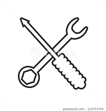 ICON OF SCREWDRIVER AND KEY RING ICON OF SCREWDRIVER AND KEY RING 125753704