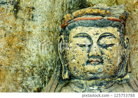 Usuki Stone Buddha Statue of Dainichi Nyorai Usuki Stone Buddha Statue of Dainichi Nyorai 125753788