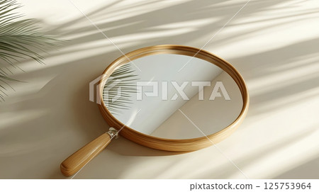 Rustic Wooden Frame Mirror Hanging on Wall Rustic Wooden Frame Mirror Hanging on Wall 125753964