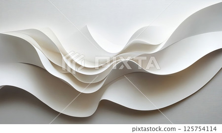 Intricate White Paper Sculpture with Elegant Wavy Lines 125754114