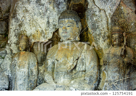 Usuki Stone Buddha Amida Triad 125754191