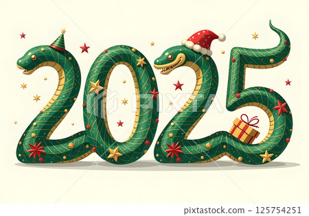 Admire the 2025 numbers shaped like coiled snakes, with curves resembling snake scales. 125754251